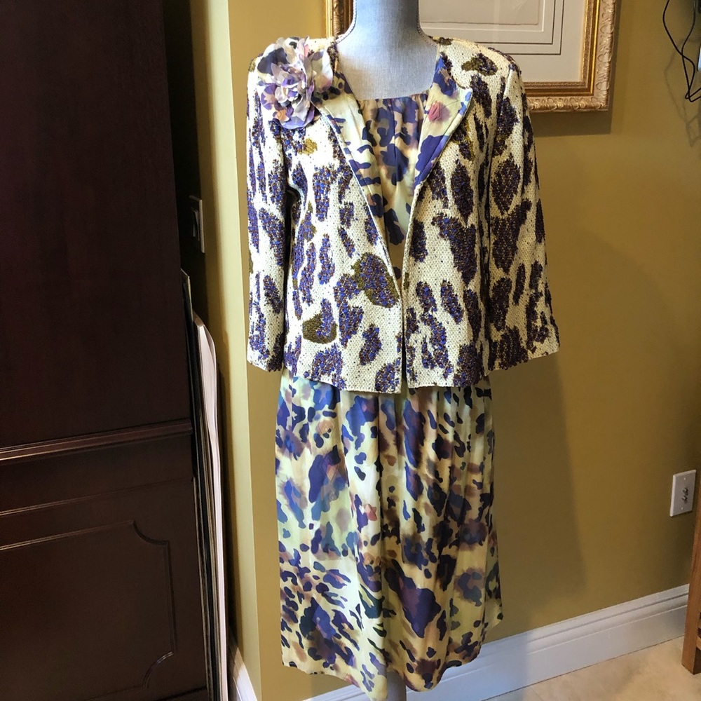 St John Silk Dress and Knit Jacket sz 4/8